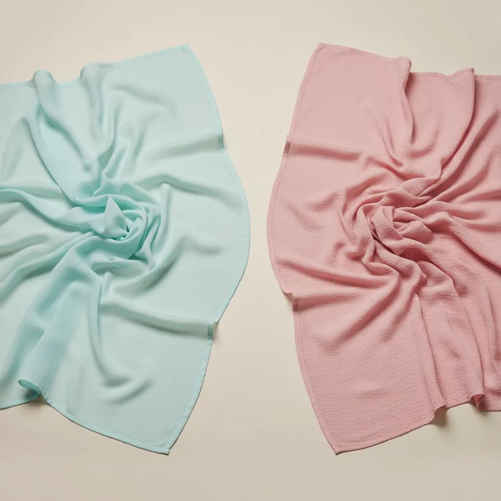 Chiffon and georgette saree fabrics side by side showing texture and drape differences