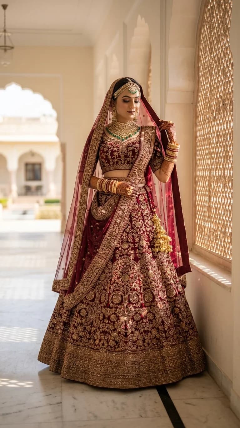 Bridal Lehenga - Rajasthani Palace Wedding Setting