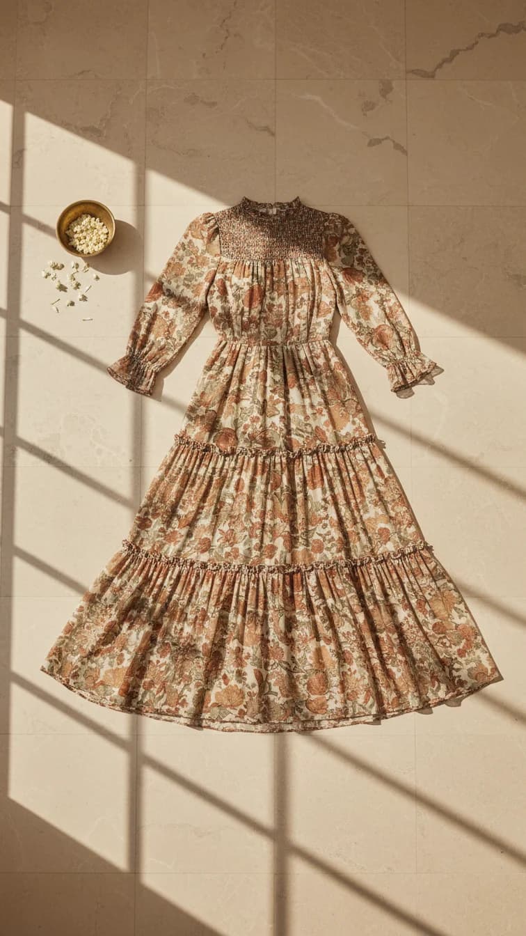 Floral Maxi Dress - Flat Lay Product Shot