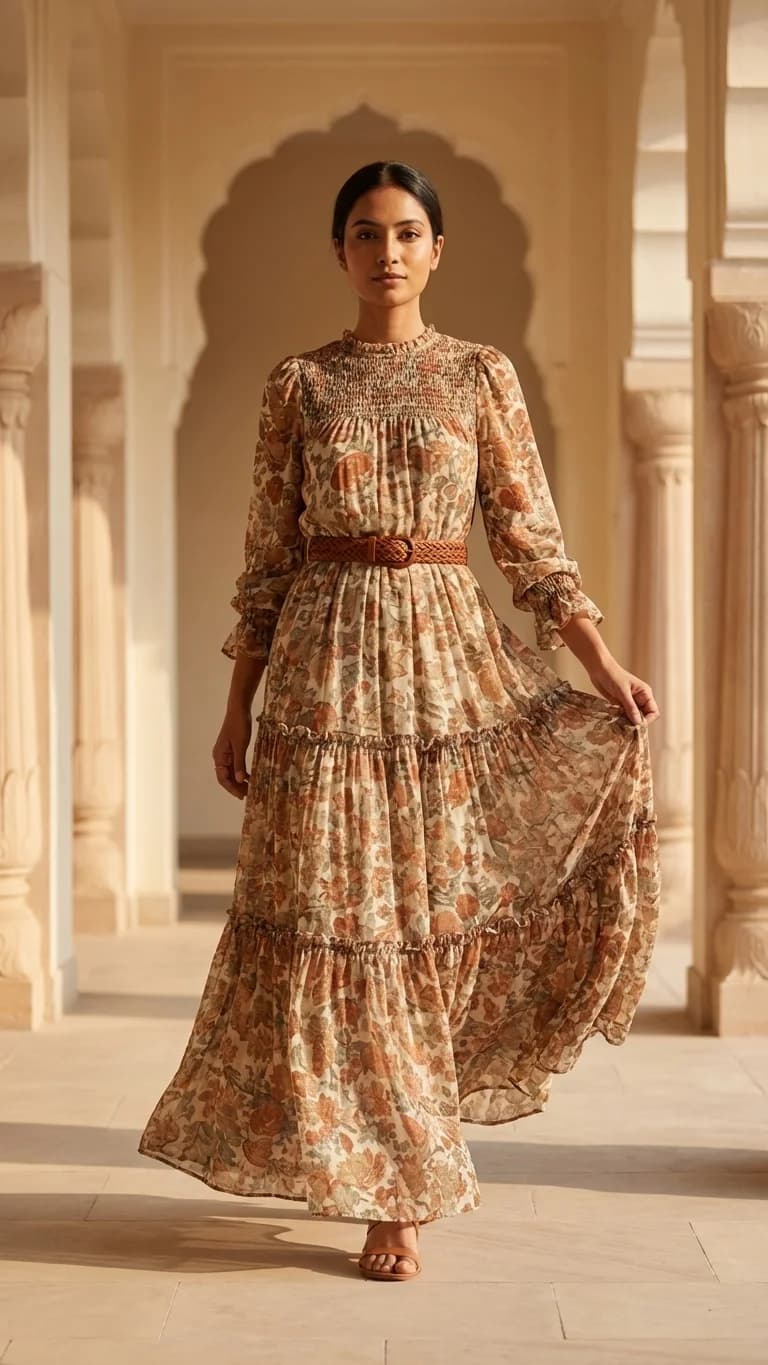 Floral Maxi Dress - Lifestyle Shot in Rajasthani Palace