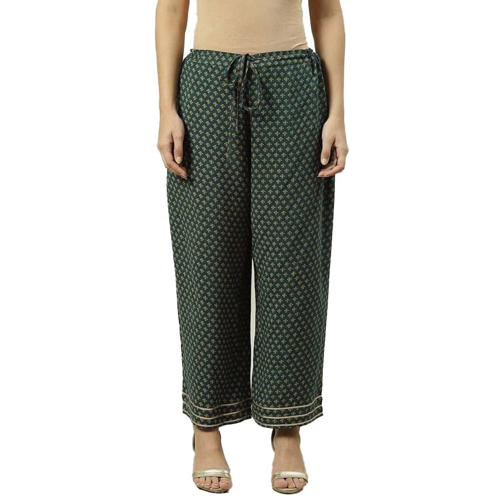 BIBA Women Cotton Embroidered A-Line Kurta with Palazzo