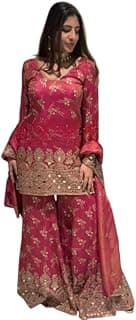 Women's Casual Salwar Suit Pure Heavy Chinnon silk With Embroidery Sequence Work Full Sleeves Salwar Suit With Dupatta.Women’s Ethnic Wear