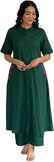 Women's Cotton Embroidered Long A-Line Kurta with Palazzo Set | Ethnic Wear | Casual & Festive | M–2XL