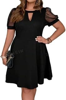 Women Plus Size Clasi Keyhole Coctail Caff-Length Dress