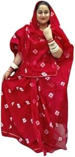 Traditional Rajasthani Bandhej Lehenga Choli Set with Dupatta – Multicolor Chevron Print – Cotton Fabric – Ethnic Wear for Women