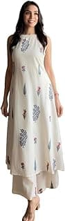 Women Pure Cotton Kurta Palazzo Set | Sleeveless Printed Kurta with Palazzo Pants | Summer Friendly, Office Wear Co-Ord Set