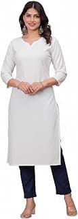Cotton Linen A-Line Long Kurti for Women Elegant V-Neck Regular Fit Solid Kurta Daily Formal Office Festival Wear