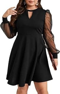 Women's Plus Size Fit & Flared Clasi Front Keyhole Dress