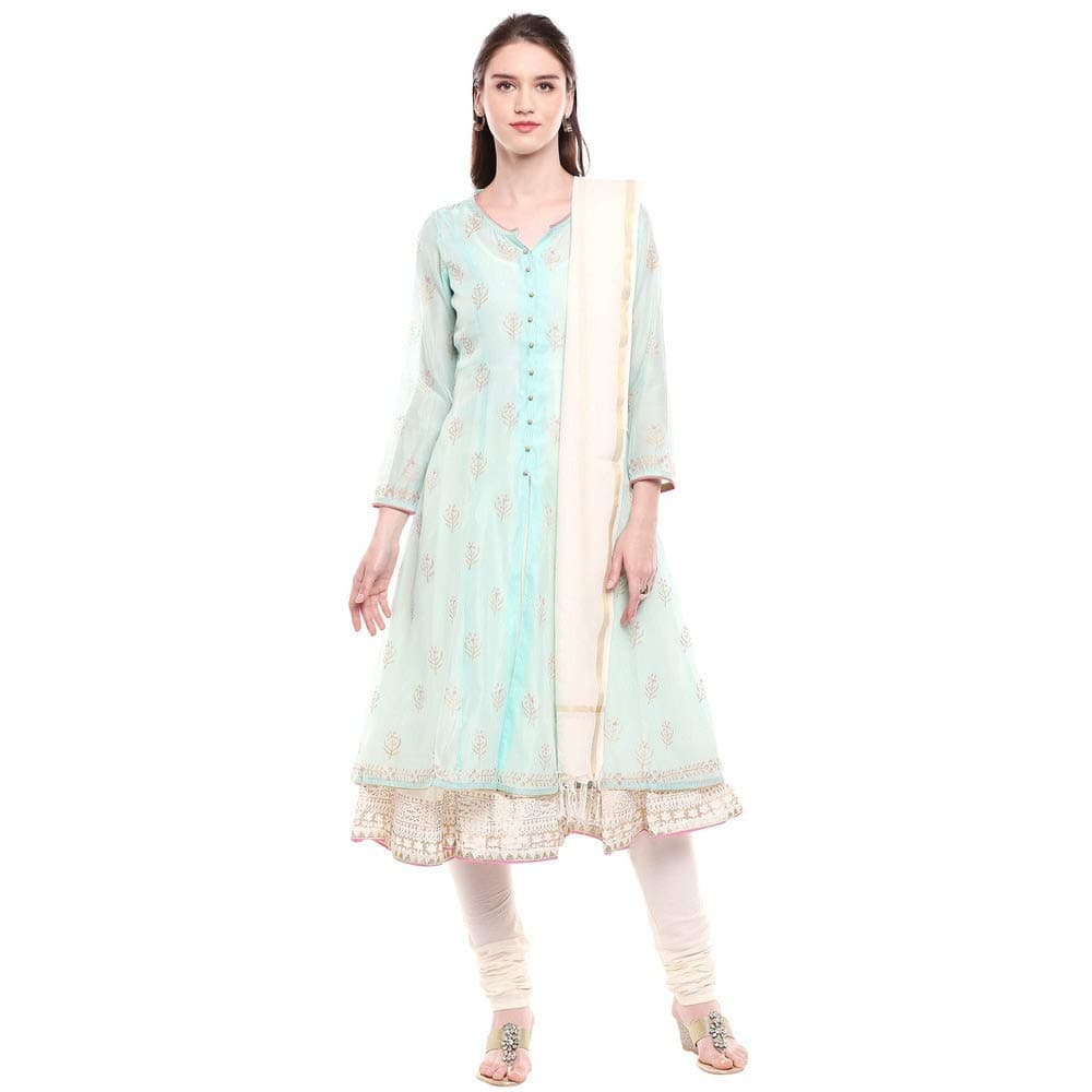 BIBA Women's Cotton A-Line Churidar Suit