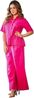 Women's Cotton Plain Straight Short Kurti with Pant Set