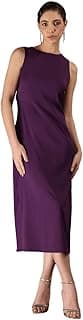 Women Party Dress | Draped Back A-Line Fit Sleeveless Round Neck Solid Pattern | Soft Textured Knit Fabric for Cocktail Events & Special Occasions