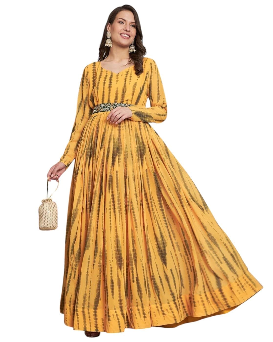 Designer Printed Delta Fabric Gown for Women 222_11