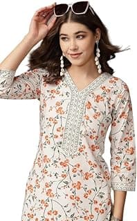New Cotton Leaf Printed Casual Straight Kurta for Women | Women Formal Kurti