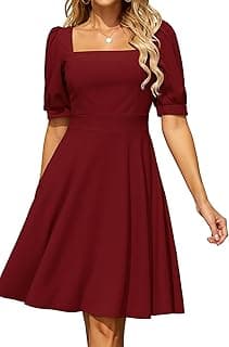 Women's Square Neck Half-Sleeve Cocktail Plus Size Dress