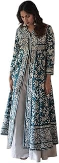 Women's Cotton Embroidery A-line Kurti With Palazzo Set