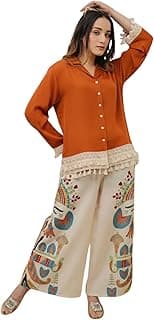 Co Ord Set for Women Stylish Card Set Dress for Women Trendy Top with Plazo Pant Ladies Coord Outfit Modern Wear for Travel Office Casual Look Premium