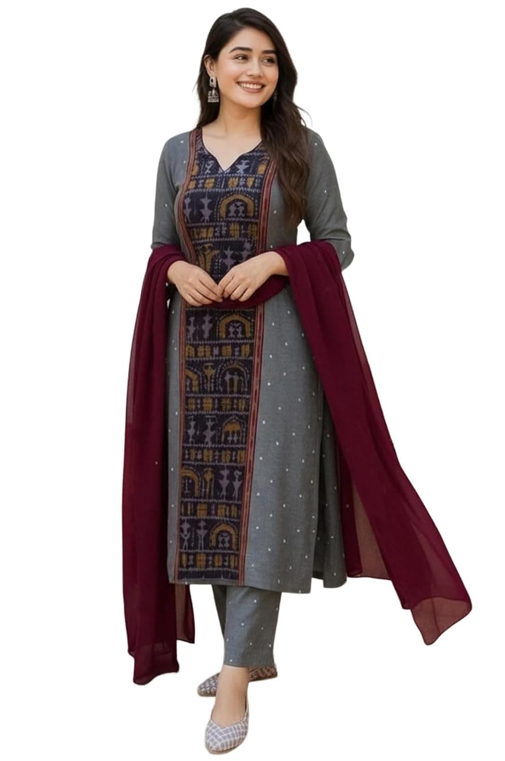 ANNI Designer Women's Rayon Viscose Printed Straight Kurta with Pant and Dupatta | Stylish Ethnic Wear Set for Women | Casual, Festive & Office Wear Kurti Set