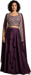 Women’s Designer Purple Lehenga Choli Set with Embroidered Blouse & Dupatta | Ethnic Skirt Outfit for Wedding & Festive Only XL Size
