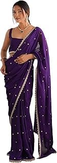 Women's Pure Georgette Embroidered Saree With Unstitched Blouse Piece