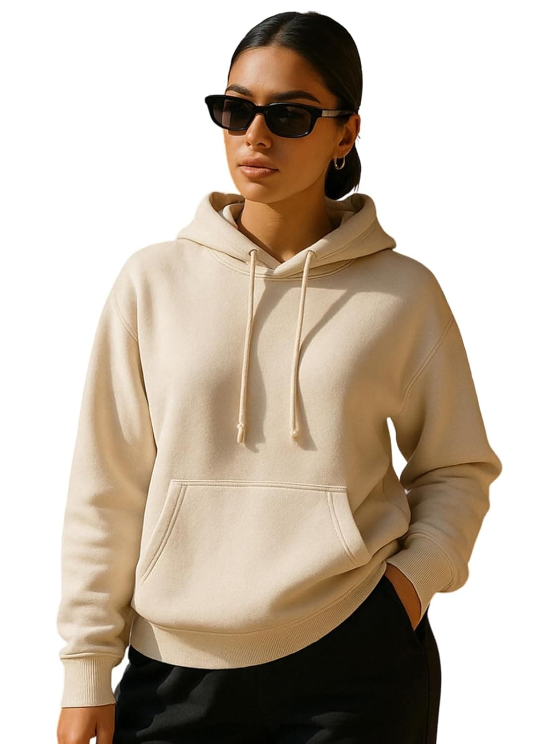 JUNEBERRY® Cotton Spun Casual Solid Full Sleeves Women Stylish Hooded Neck Regular Fit Hoodie for Winter