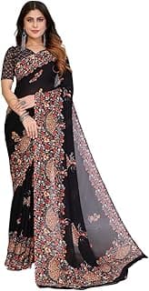 Women’s Stylish Printed Georgette Saree with Blouse Piece Lightweight Daily & Party