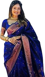 Women's Banarasi Saree Pure Kanjivaram Style Silk Saree With Blouse Piece for Wedding (BS09)
