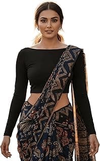 Women's Black Boat Neck Full Sleeve Cotton Crop Top's|Choli Blouses for Women's|Readymade Blous and Croptop for Saree