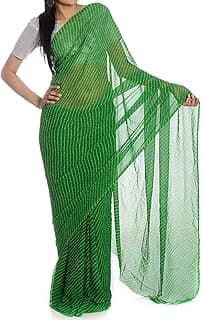 Rajasthani Chiffon Fabric Leheriya Saree Traditional Ethnic Sari Jaipuri Womens Fashion Dress