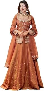 Women's Embroidered Sharara Suit Set | Chanderi Silk Kurta with Dupatta | Wedding & Festive | Ready to Wear Indian Ethnic Outfit