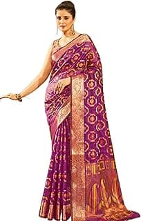 Women's kanjivaram banarasi silk saree for Patola festival Wedding silk with rich pallu Design sarees for women with blouse piece