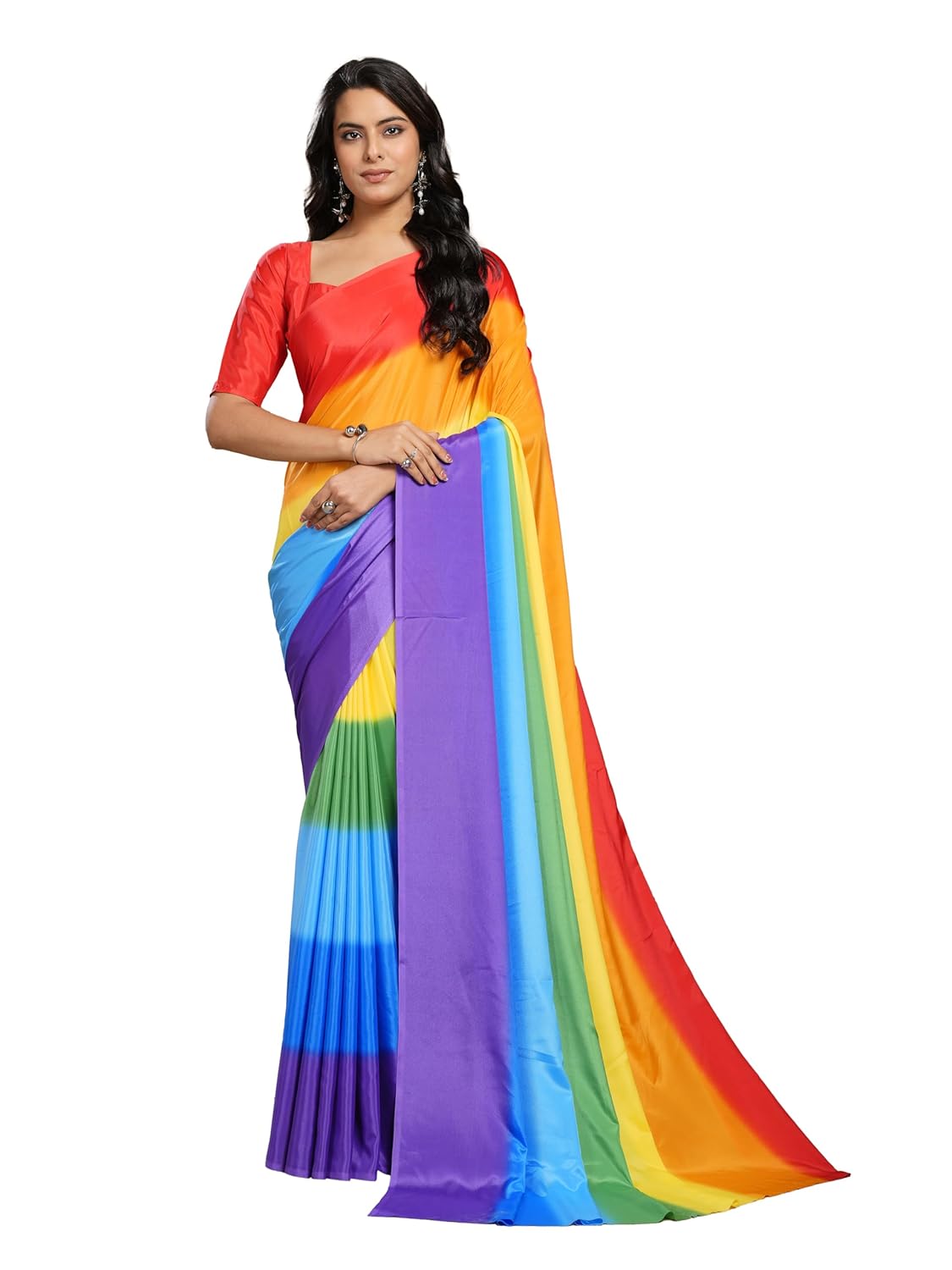 Garden Vareli Shaded Crepe Saree with Unstitched Blouse Piece