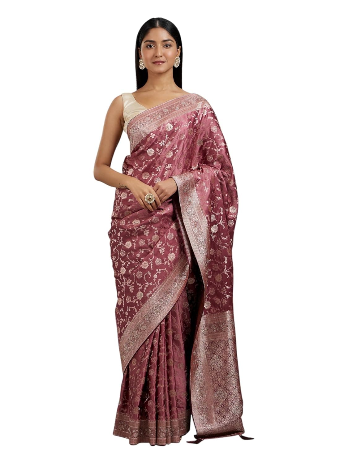 MOHEY Women's Art Silk Weave Saree with Blouse Piece