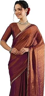 Women's Silk Blend Hand Work Embellished Saree with Blouse Piece