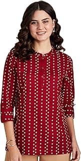 Women's Screen Print Straight Printed Regular Cotton Short Kurti (Available in Plus Sizes)
