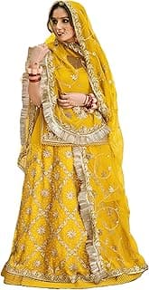 Latest Heavy Embroidery Work Semi Stitched Shimmer Silk Rajputi Poshak For Women Rajasthani Lehenga Choli