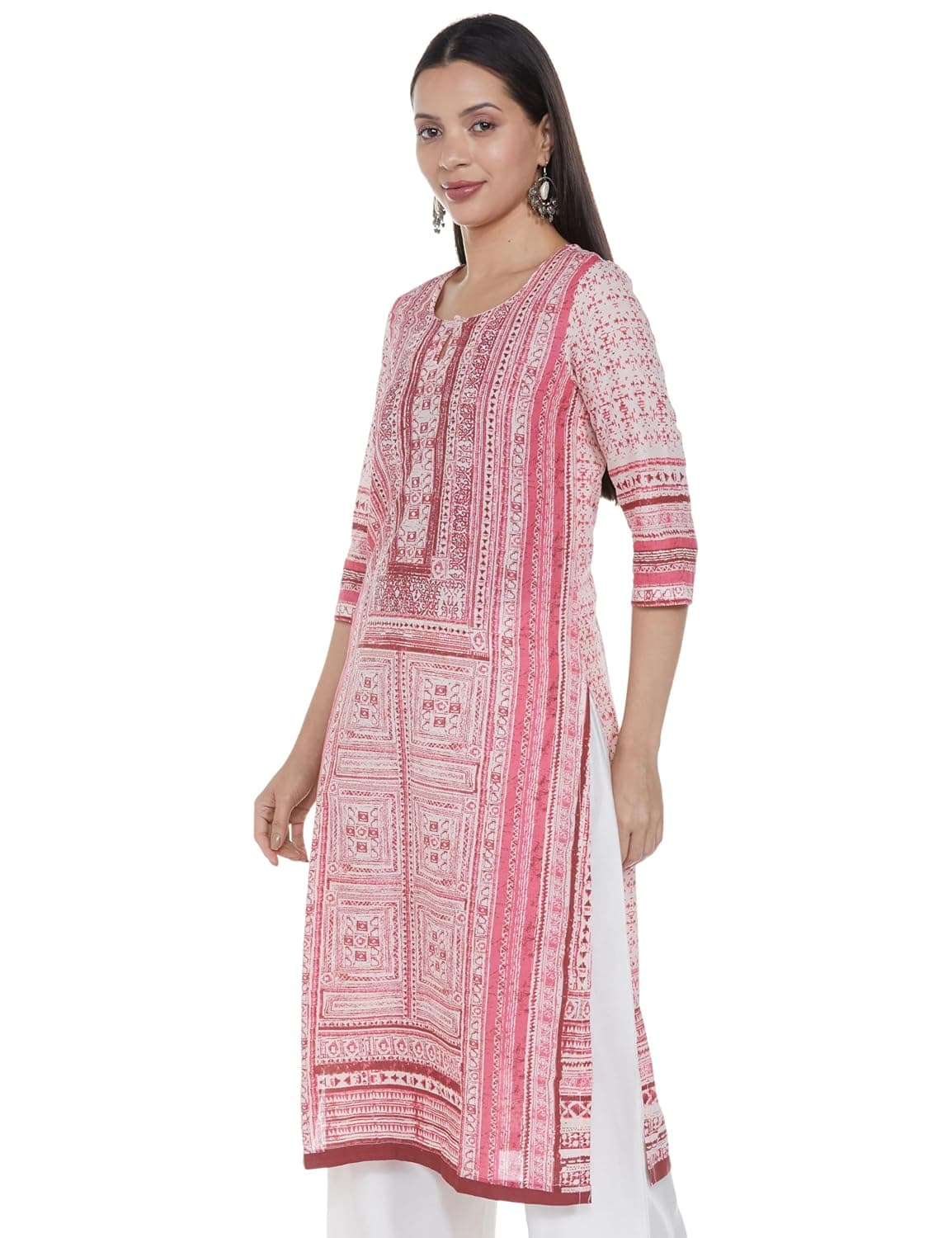 BIBA Women's Cotton Straight Printed Kurta