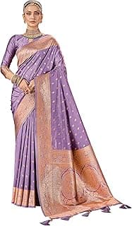 Women's Pure Kanjivaram Silk Saree Banarasi Silk Wedding Sarees for Women with Blouse Piece