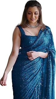 Women's Sequence Work Bollywood Heavy Embroidery Georgette Wedding Designer Sarees (Latest-Party-Collection)