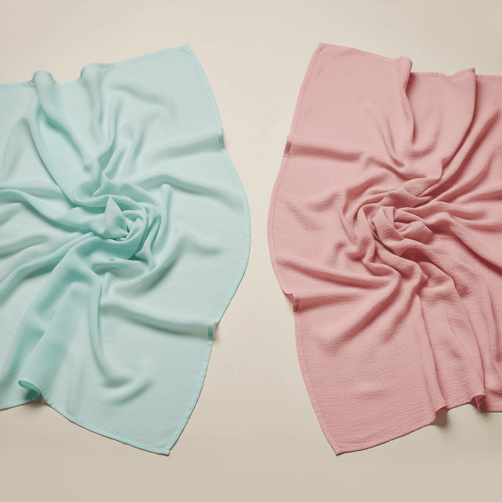 Chiffon and georgette saree fabrics side by side showing texture and drape differences