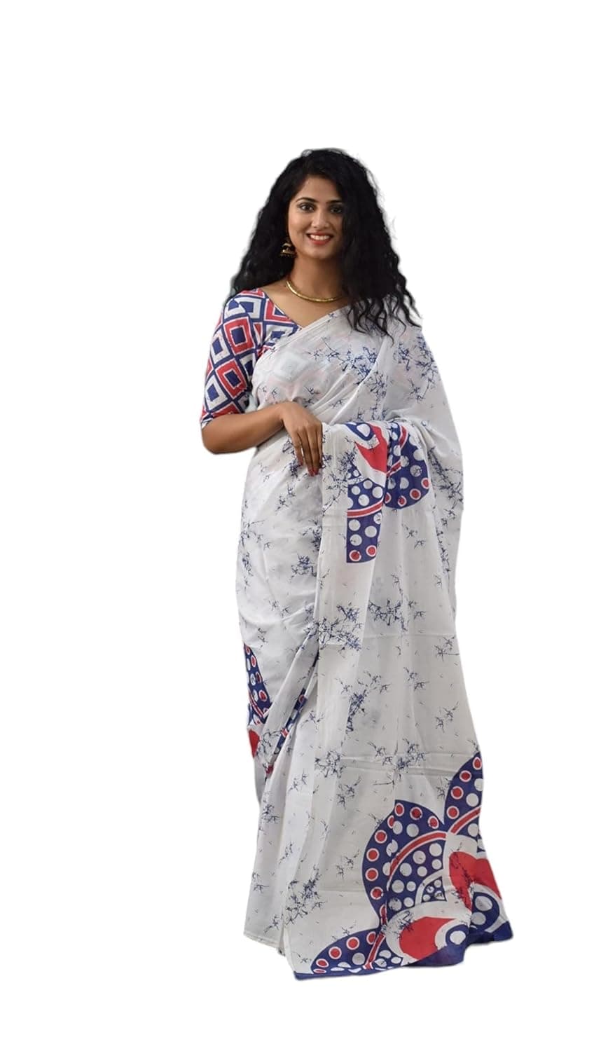Suta Shankho Mulmul Cotton Plain White Ruffle Saree