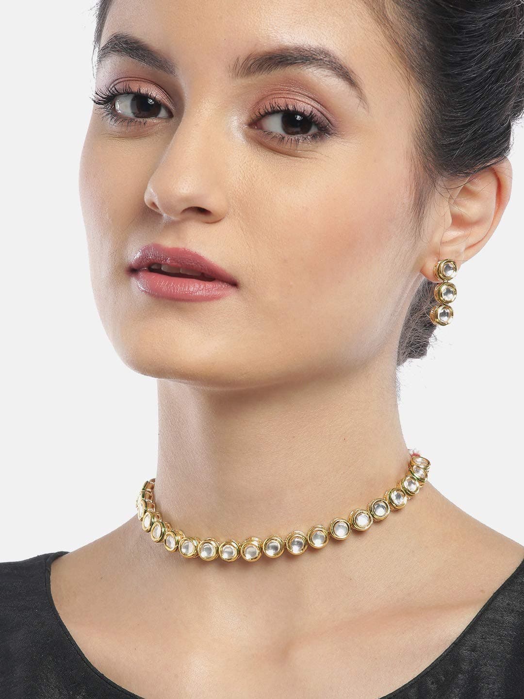Priyaasi Traditional Gold-Plated Kundan Jewellery Set with Earrings