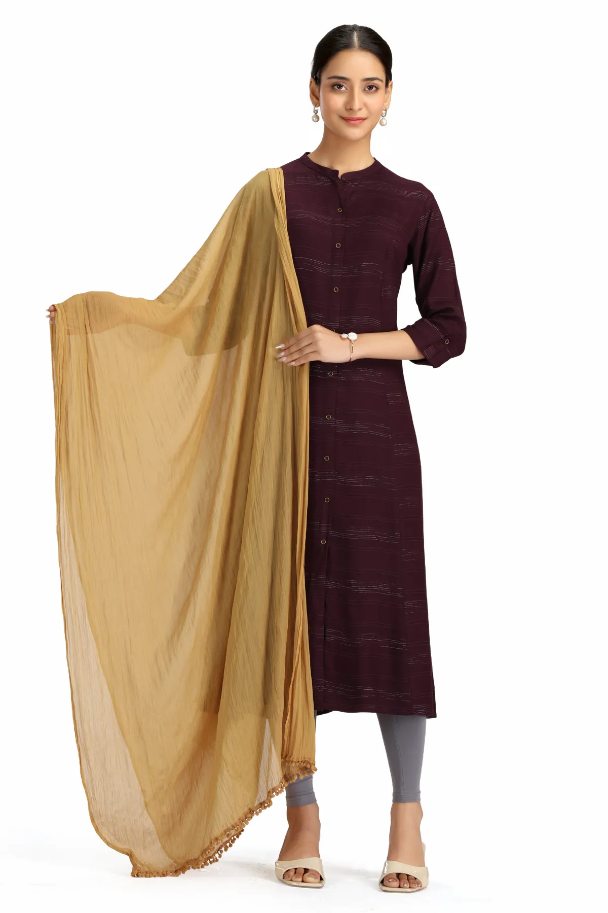 Beige Chiffon Dupatta - Barkha Boutique Kishangarh