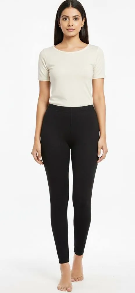 Black Cotton Lycra Ankle Length Legging - Barkha Boutique Kishangarh