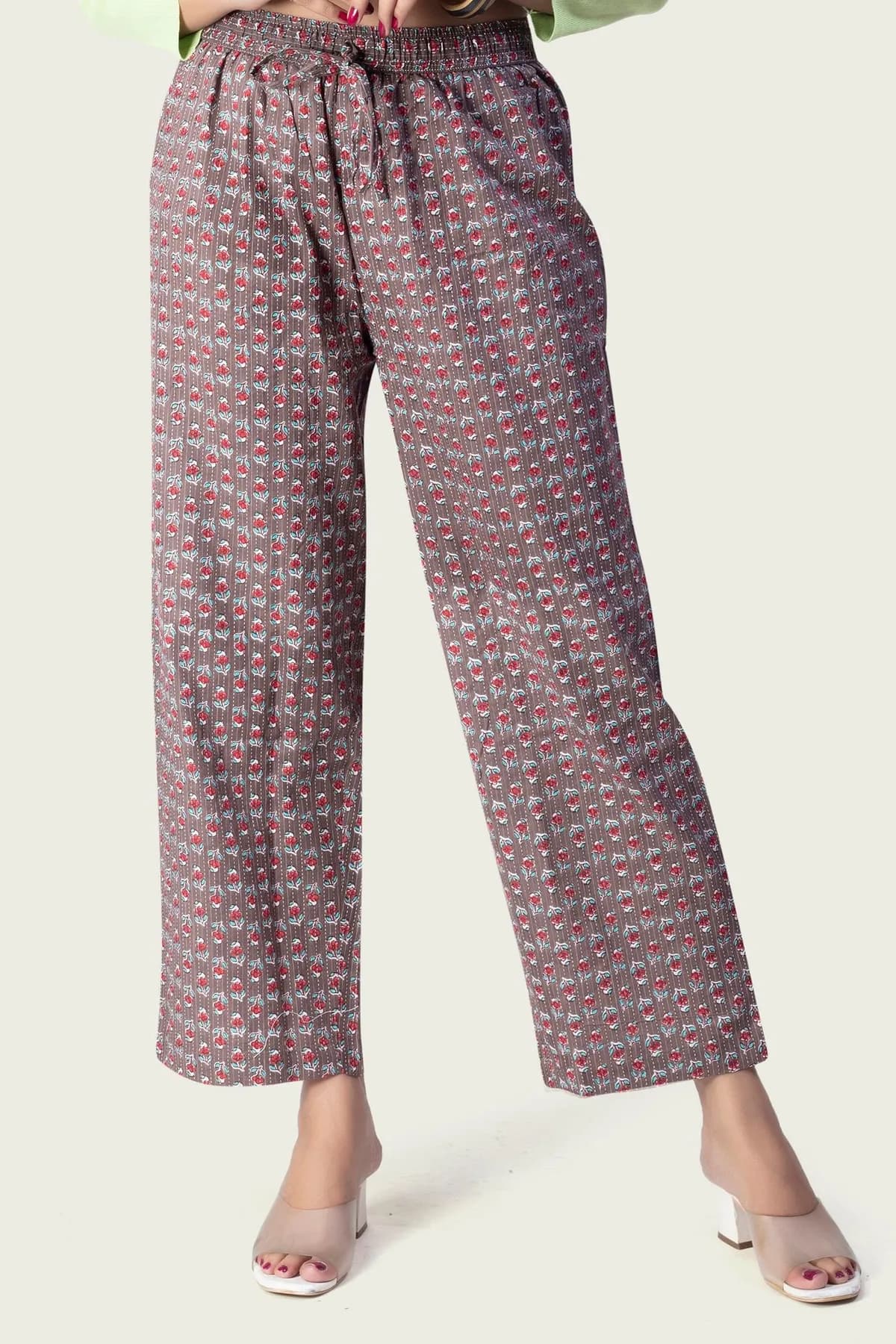 Brown Cotton Printed Pant - Barkha Boutique Kishangarh