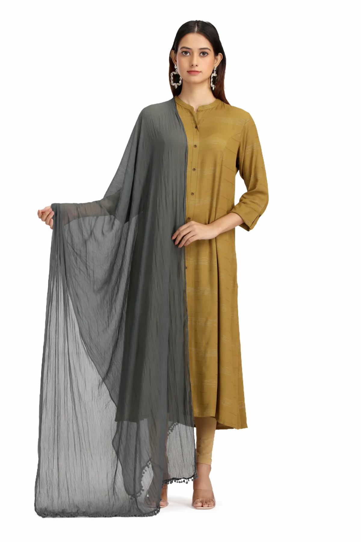Gray Chiffon Dupatta - Barkha Boutique Kishangarh