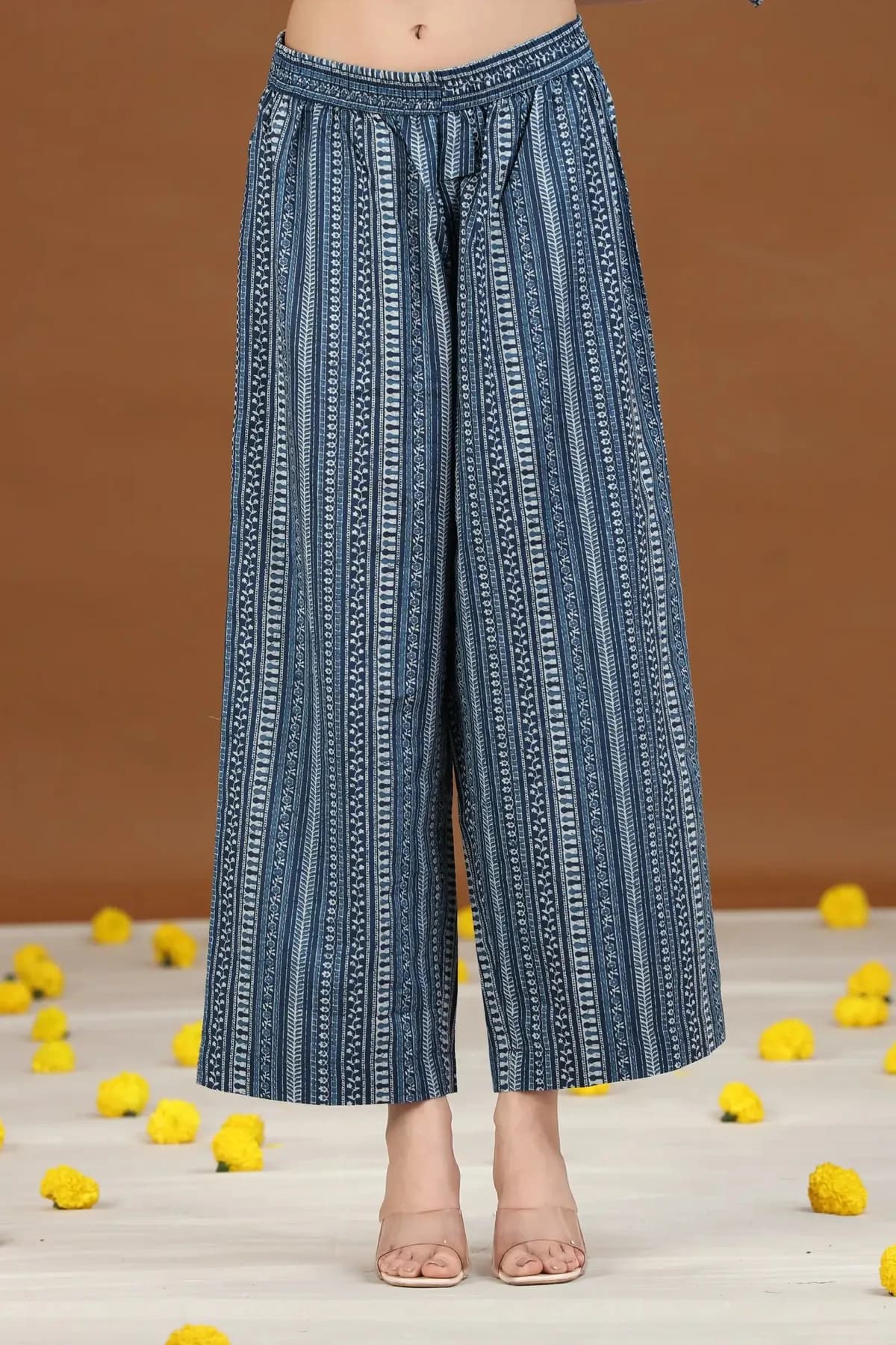 Indigo Blue Printed Cotton Pant - Barkha Boutique Kishangarh