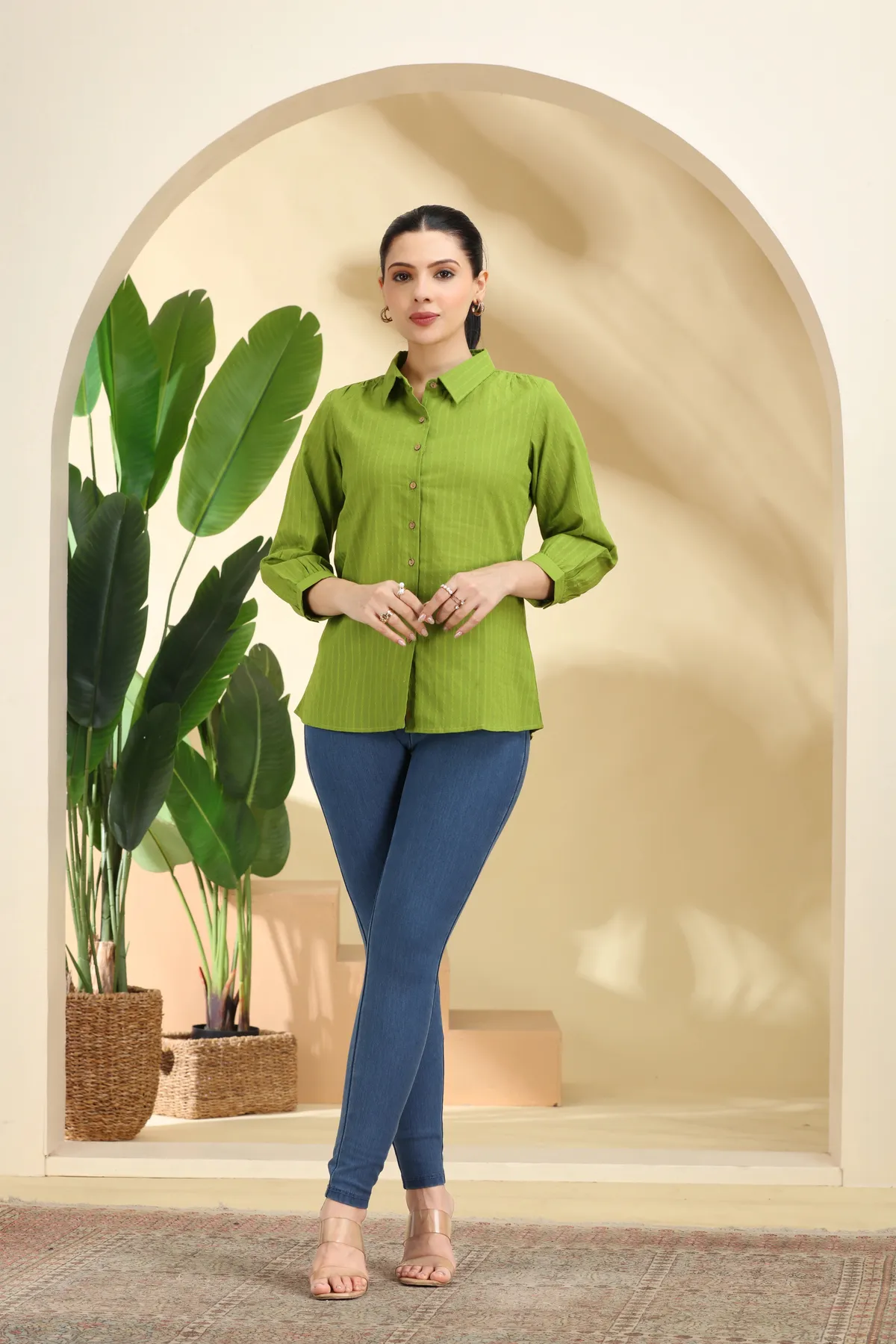 Light Green Printed Cotton Tunic - Barkha Boutique Kishangarh