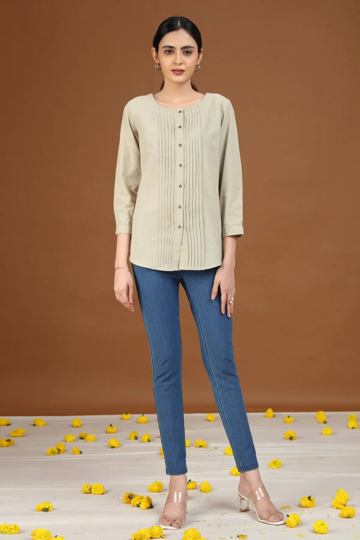 Pastel Green Pintuck Tunic - Barkha Boutique Kishangarh