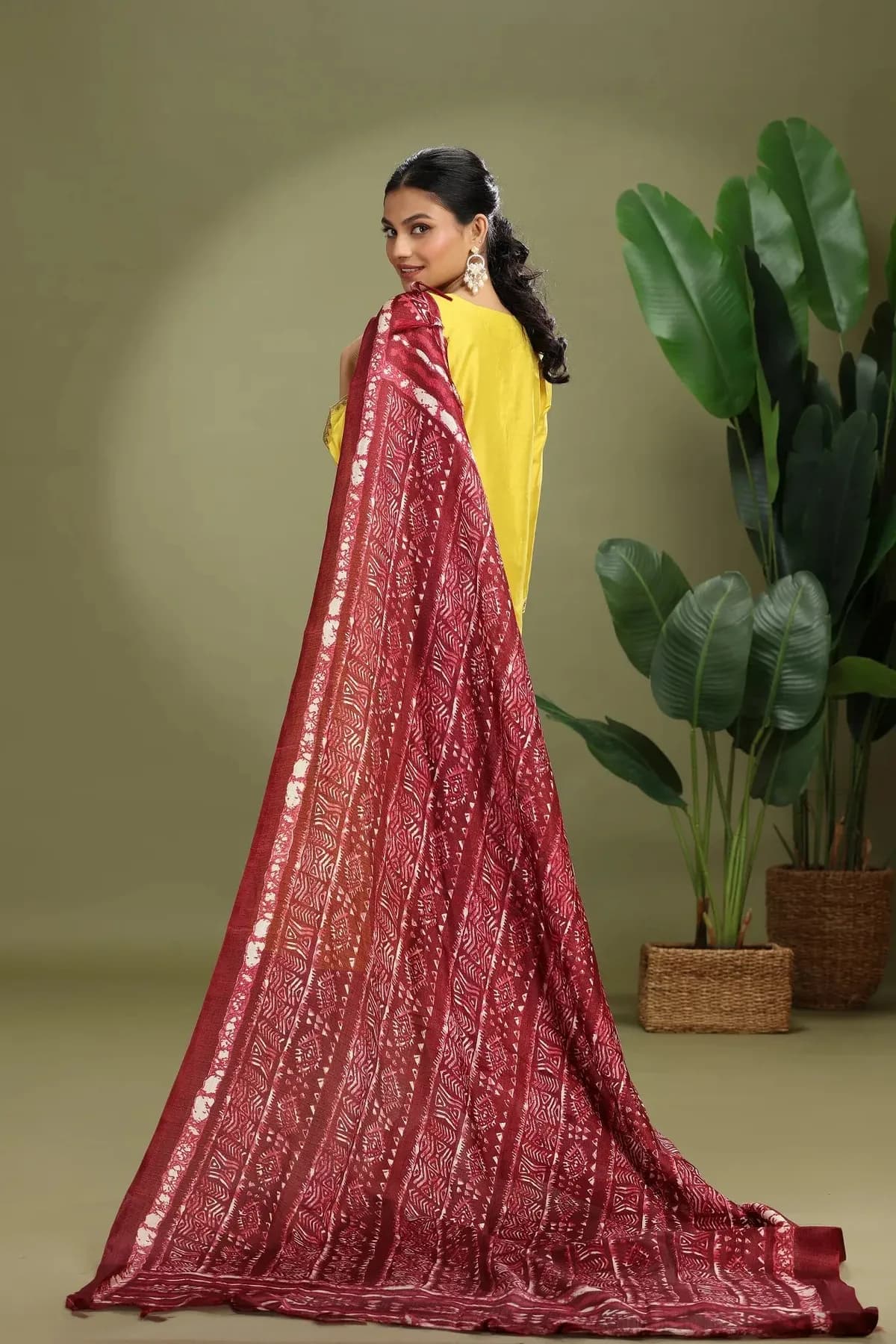 Wine Chiffon Floral Printed Dupatta - Barkha Boutique Kishangarh