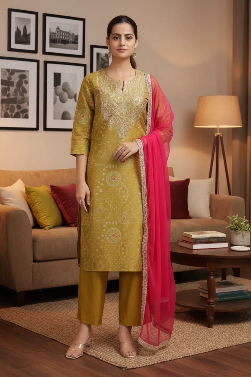 Yellow Roman Silk Embroidered Straight Kurta Pant and Dupatta Suit Set - Barkha Boutique Kishangarh